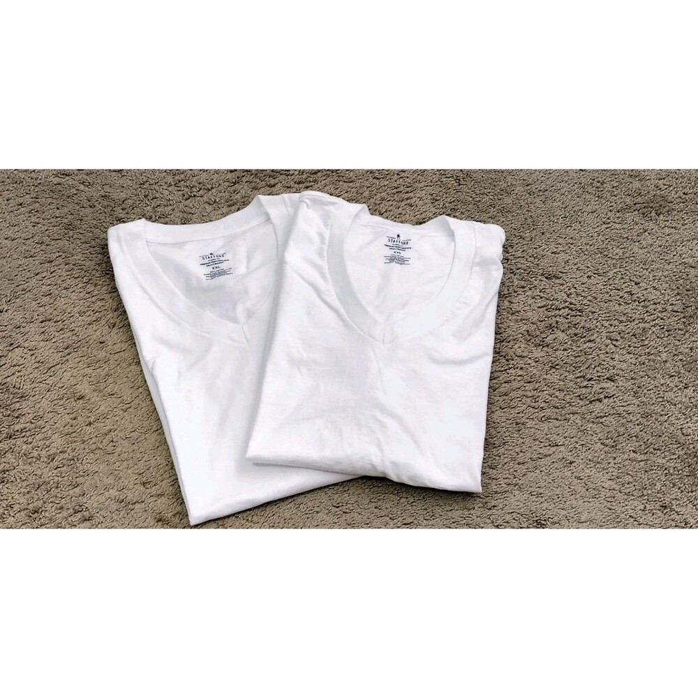 Stafford Men's Short Sleeve Heavyweight Classic Fit White XXL Tee Shirt Set of 2